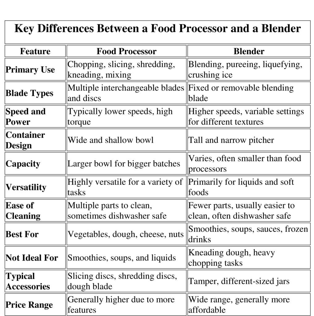 Unveiling the Key Differences Between a Food Processor and a Blender 2 Key Differences Between a Food Processor and a Blender