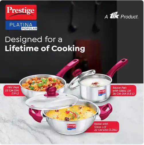 Prestige Platina Popular Stainless Steel Cookware Set