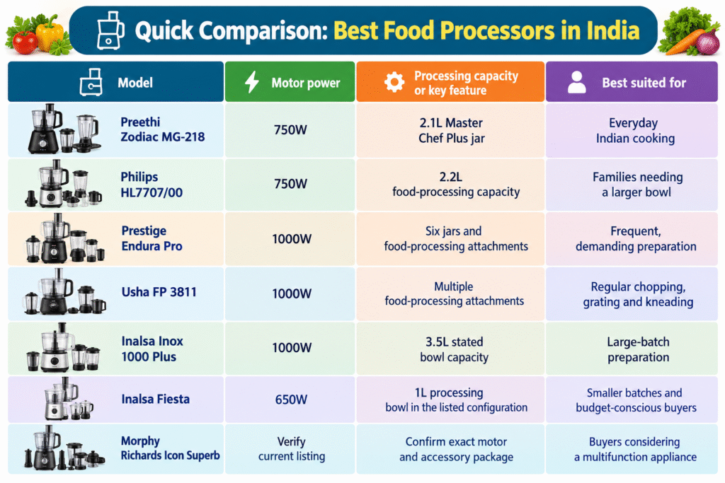 Quick Comparison: Best Food Processors in India